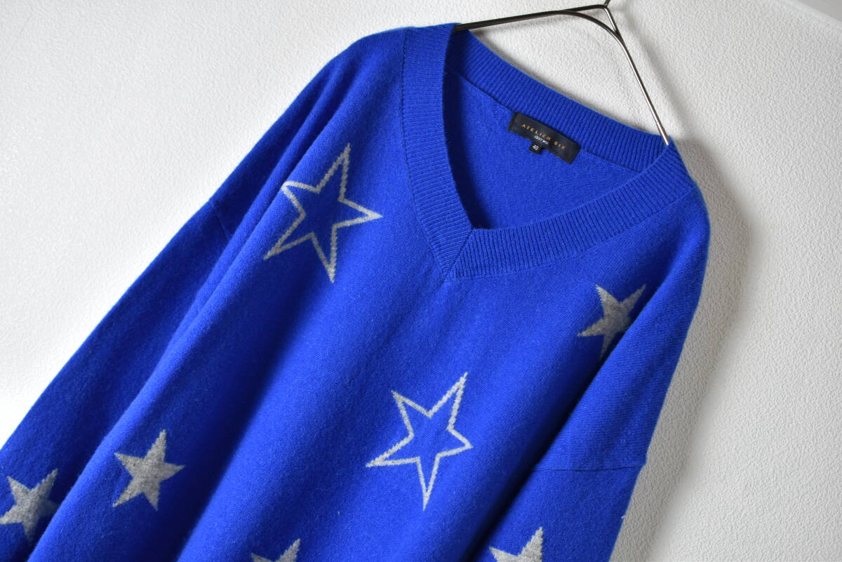 アトリエシックス ATELIERSIX カシミヤ混ウールニットチュニック ☆星柄 サイズ40_画像3