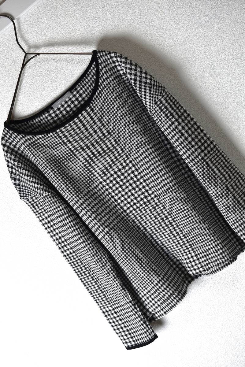 セオリーリュクス theoryluxe グレンチェック柄ドロップショルダープルオーバーニット サイズ38_画像2