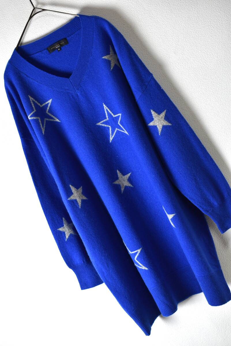 アトリエシックス ATELIERSIX カシミヤ混ウールニットチュニック ☆星柄 サイズ40_画像2