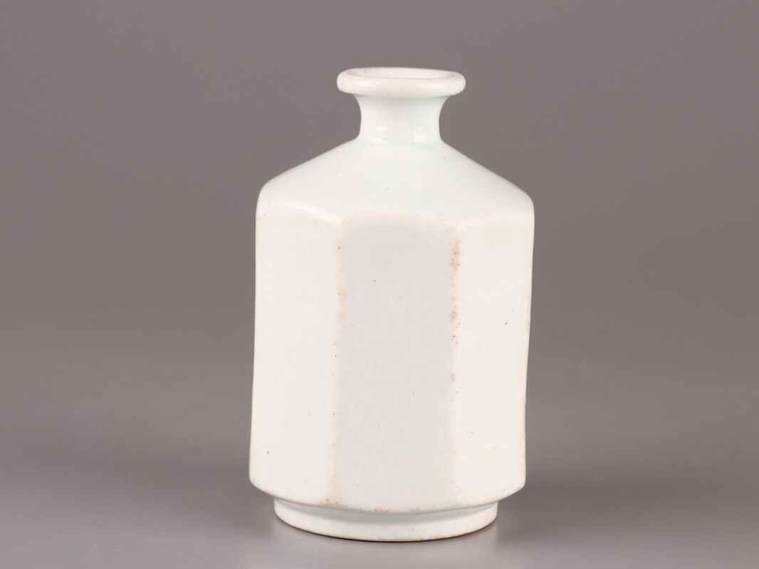 古美術 朝鮮古陶磁器 李朝 白磁 面取 徳利 時代物 極上品 初だし品 D5304_画像3