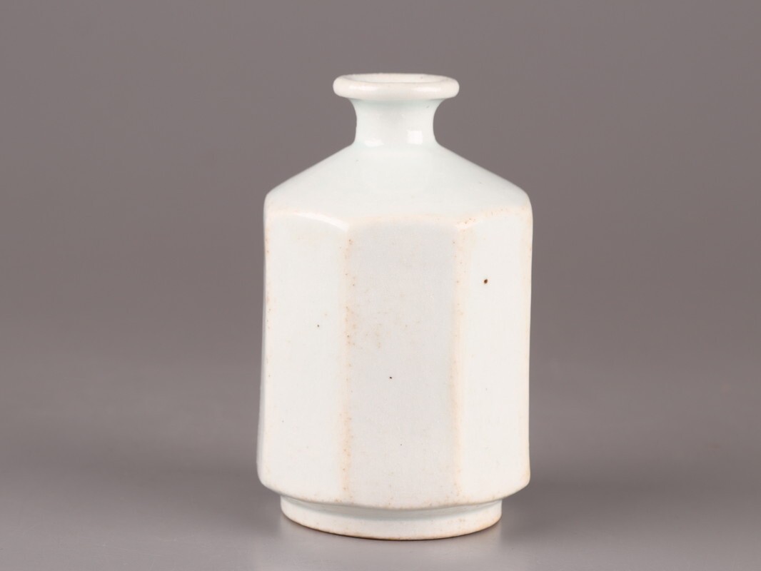 古美術 朝鮮古陶磁器 李朝 白磁 面取 徳利 時代物 極上品 初だし品 D5304_画像4