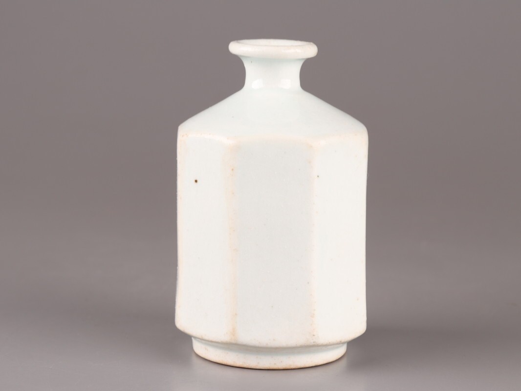 古美術 朝鮮古陶磁器 李朝 白磁 面取 徳利 時代物 極上品 初だし品 D5304_画像5