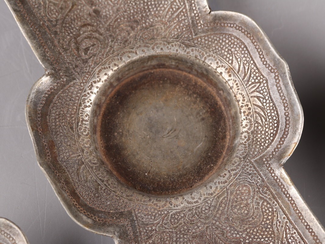 中国古玩 唐物 煎茶道具 古錫造 林克瑞製 款 茶托 五客 時代物 極上品 初だし品 D5267_画像4