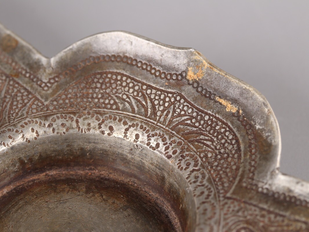 中国古玩 唐物 煎茶道具 古錫造 林克瑞製 款 茶托 五客 時代物 極上品 初だし品 D5267_画像6