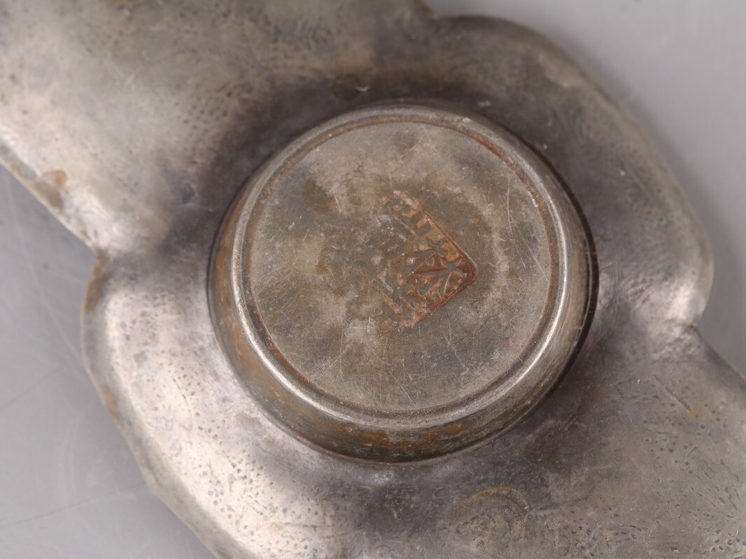中国古玩 唐物 煎茶道具 古錫造 林克瑞製 款 茶托 五客 時代物 極上品 初だし品 D5267_画像8