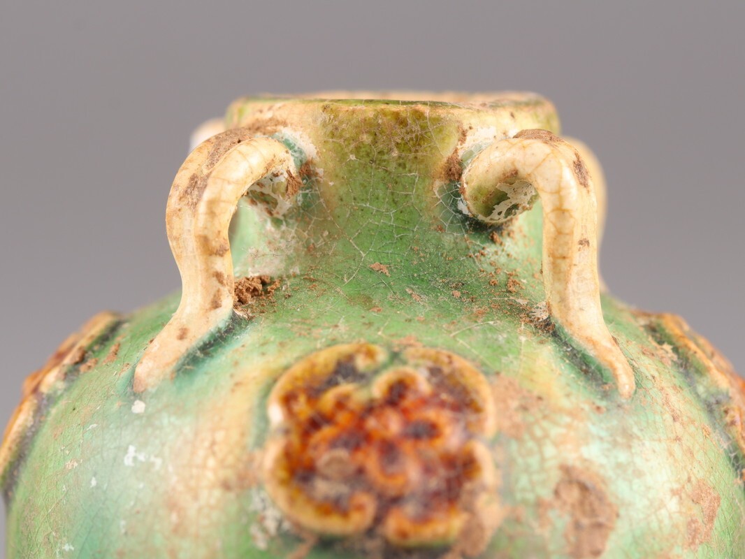 中国古玩 唐物 唐代 唐三彩 茶碗 盃 小壷 三点 時代物 極上品 初だし品 D5366_画像6