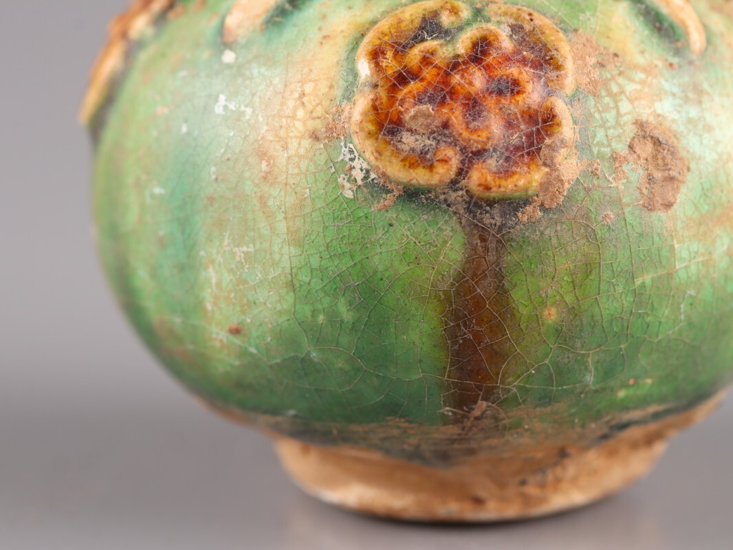 中国古玩 唐物 唐代 唐三彩 茶碗 盃 小壷 三点 時代物 極上品 初だし品 D5366_画像7