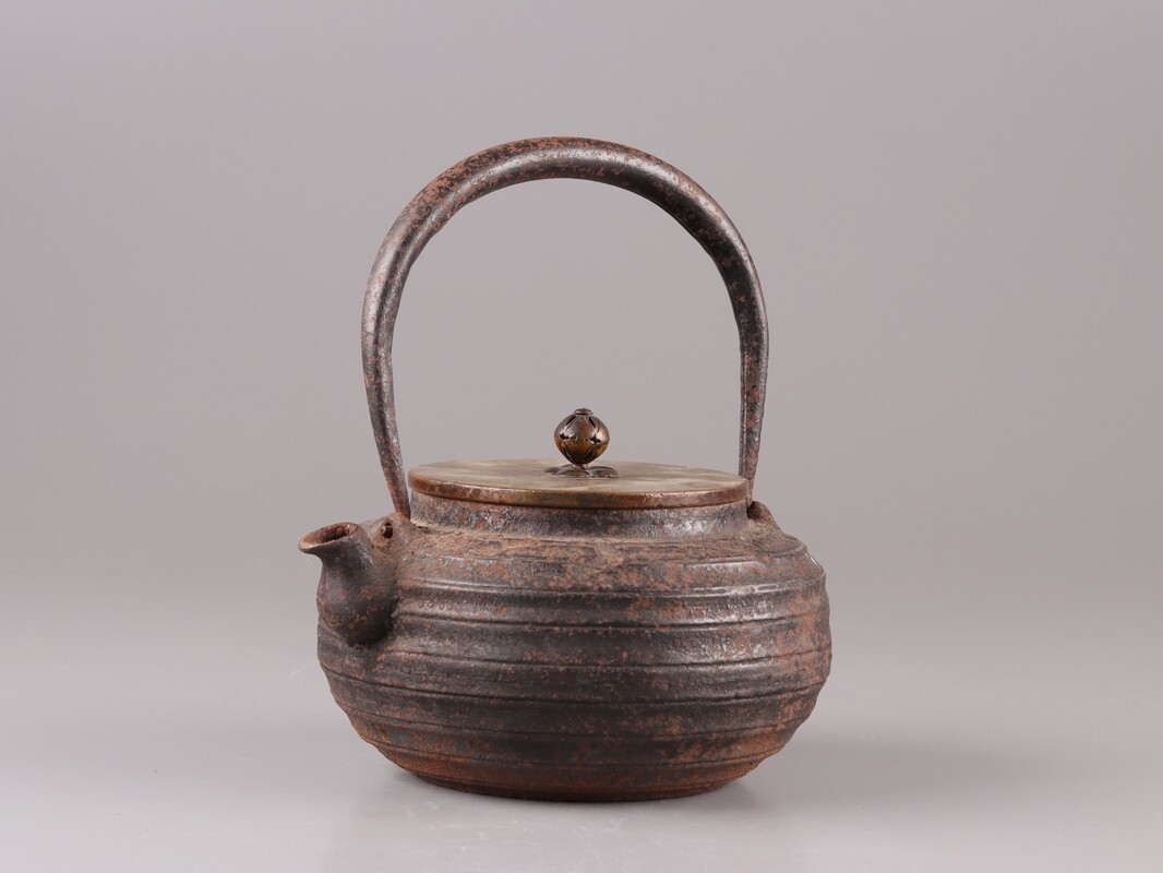 煎茶道具 釜師造 銅製蓋 時代鉄瓶 時代物 極上品 初だし品 D5343_画像2