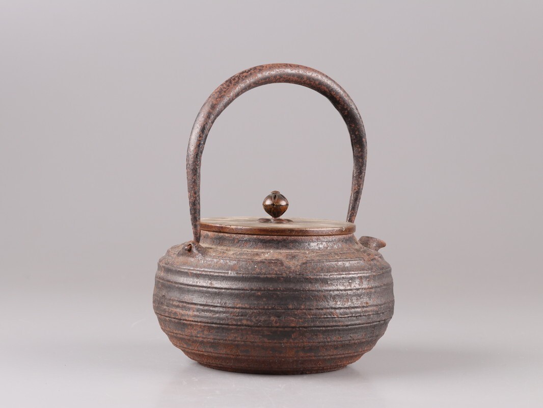 煎茶道具 釜師造 銅製蓋 時代鉄瓶 時代物 極上品 初だし品 D5343_画像3