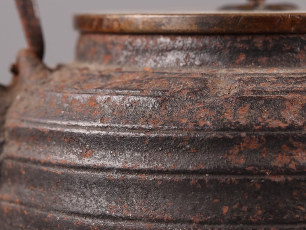 煎茶道具 釜師造 銅製蓋 時代鉄瓶 時代物 極上品 初だし品 D5343_画像6