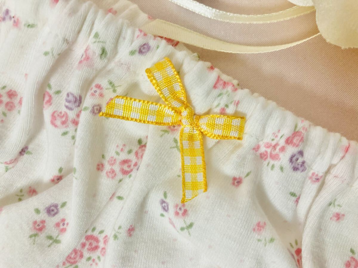 5L-484W☆新品 花柄綿スムースニット 白 レディース インゴム ショーツ 5L 浅履き パンティ スキャンティ ハンドメイド 敏感肌 昭和レトロ_画像2