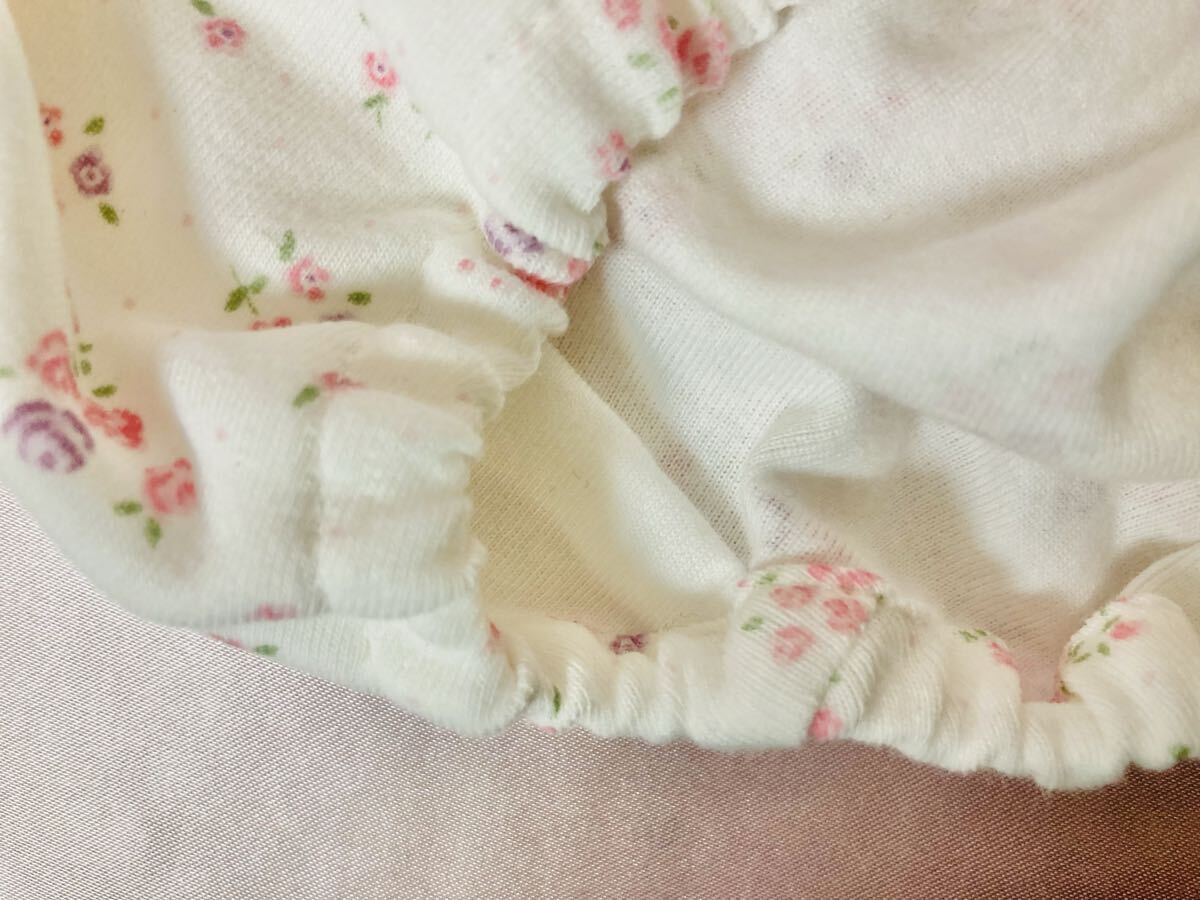 5L-484W☆新品 花柄綿スムースニット 白 レディース インゴム ショーツ 5L 浅履き パンティ スキャンティ ハンドメイド 敏感肌 昭和レトロ_画像3