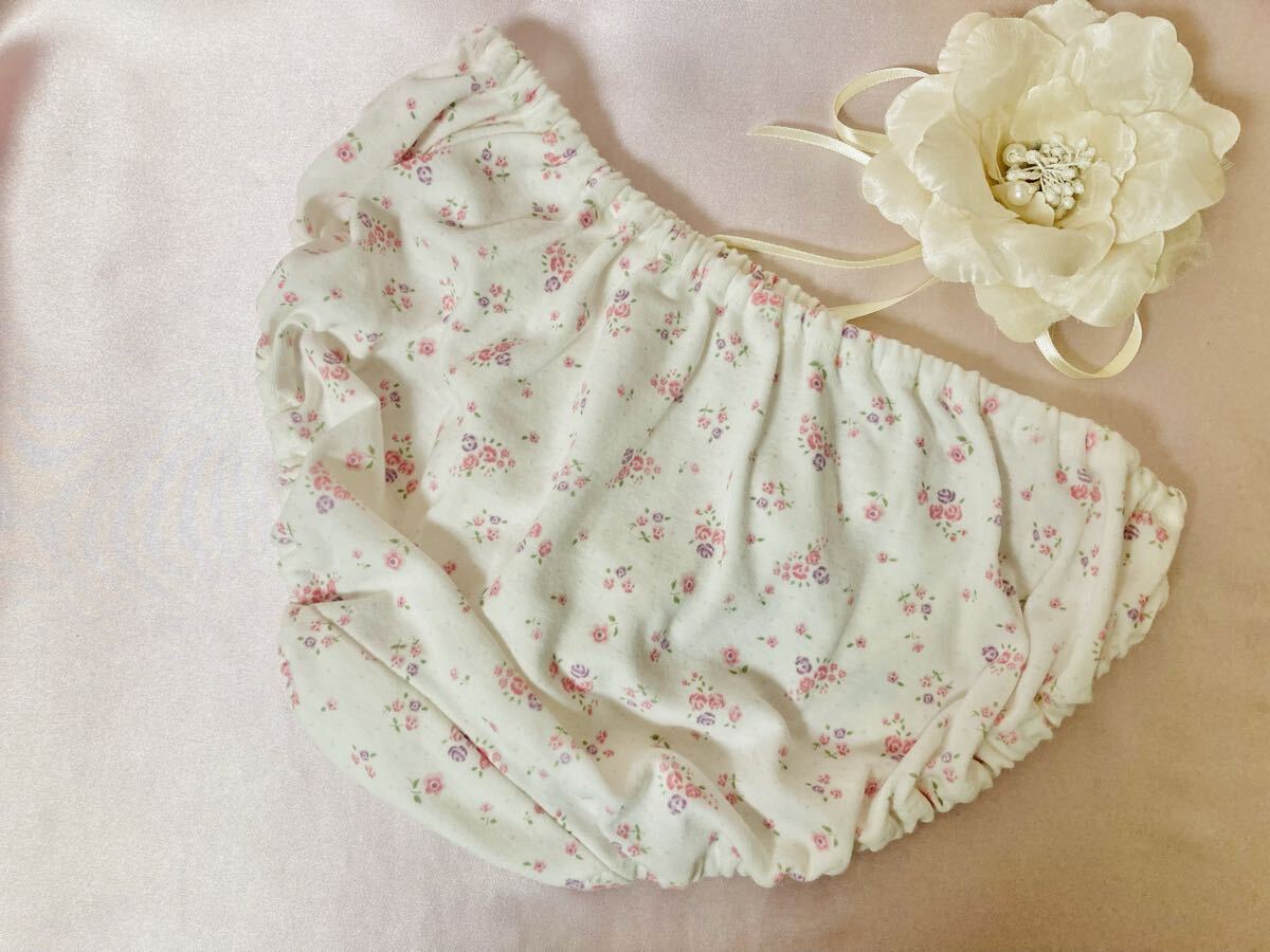 5L-484W☆新品 花柄綿スムースニット 白 レディース インゴム ショーツ 5L 浅履き パンティ スキャンティ ハンドメイド 敏感肌 昭和レトロ_画像4