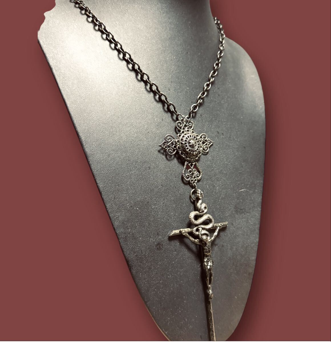 JPG/ vintage Collection sample snake cross karma antique color necklace GAULTIER