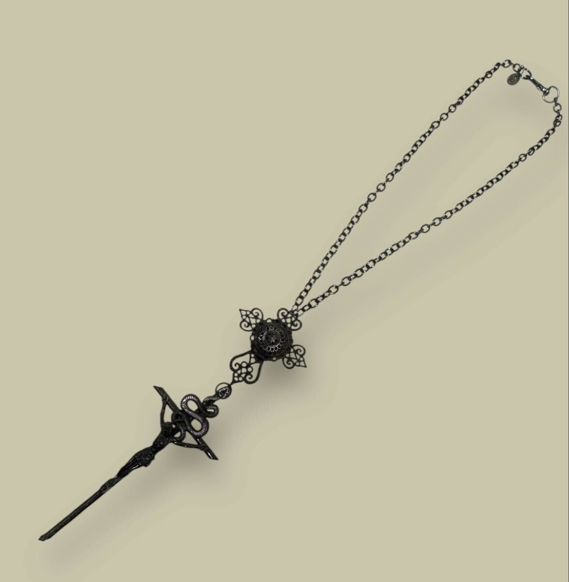JPG/ vintage Collection sample snake cross karma antique color necklace GAULTIER