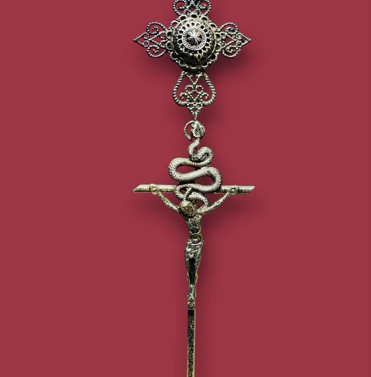 JPG/ vintage Collection sample snake cross karma antique color necklace GAULTIER