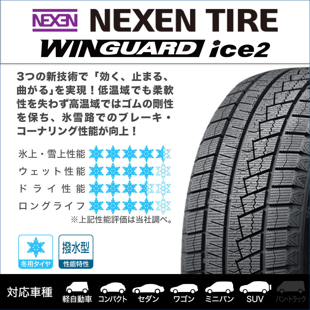 スタッドレス タイヤ ホイール 4本 5穴 100 114.3 エクシーダー E05II ブラック ネクセン ウインガード ice2 205/60R16 プリウスα_画像2