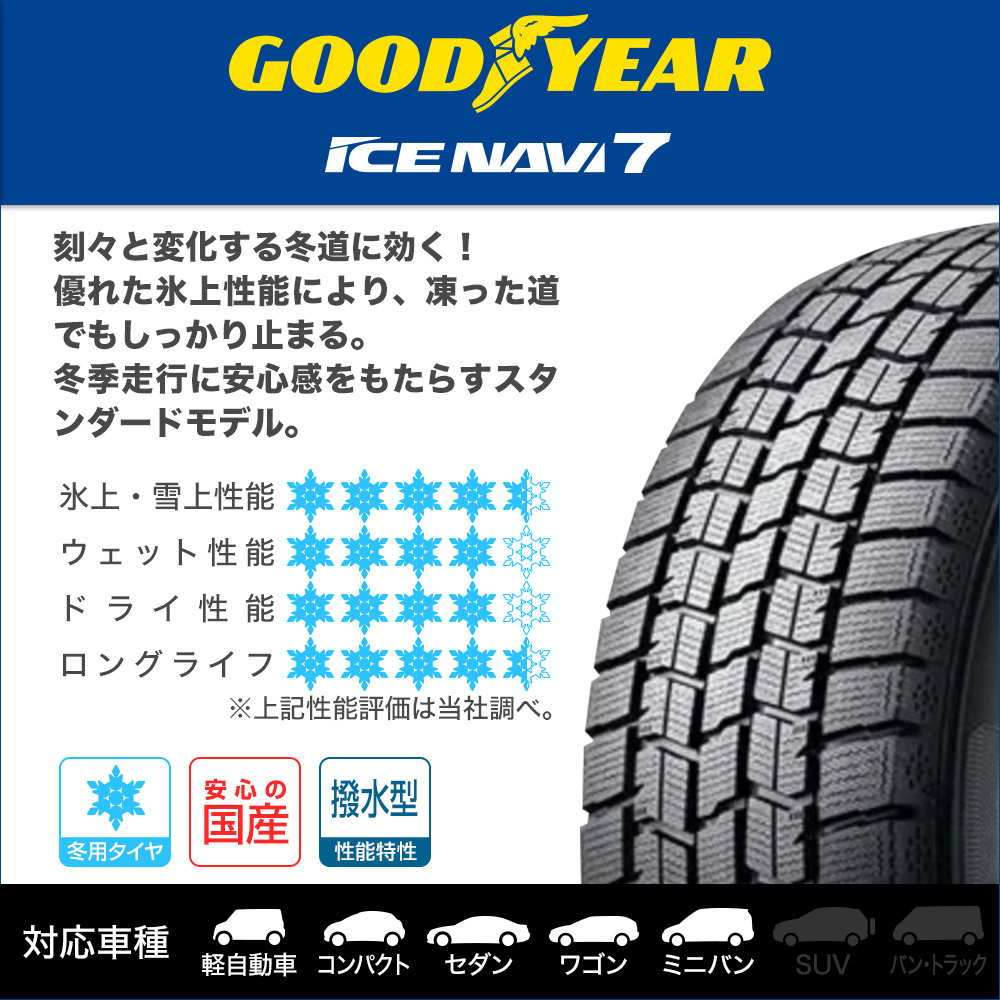 【2025年製】スタッドレス タイヤ ホイール 4本 14インチ 4穴 pcd100 DOS ガビアルIII グッドイヤー アイスナビ7 165/65R14 ハスラー_画像2