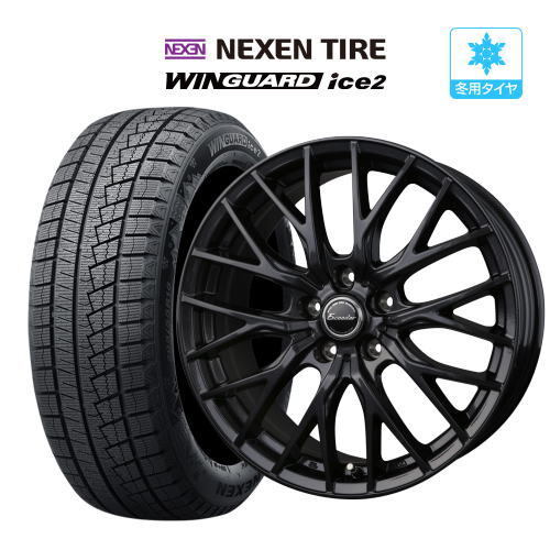 スタッドレス タイヤ ホイール 4本 5穴 100 114.3 エクシーダー E05II ブラック ネクセン ウインガード ice2 205/60R16 プリウスα_画像1