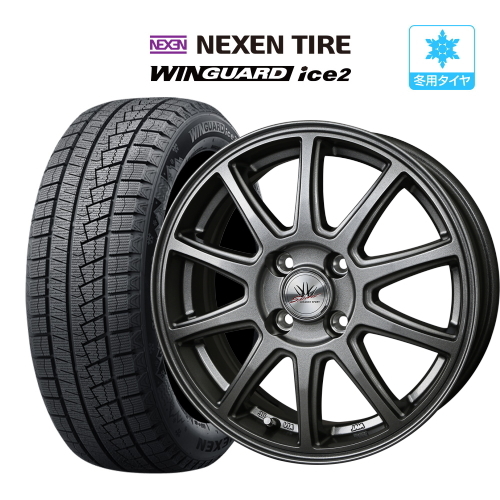 スタッドレス タイヤ ホイール 4本 14インチ 4穴 pcd100 ロクサーニスポーツ SP10 ネクセン ウィンガード ice2 155/65R14 軽自動車_画像1