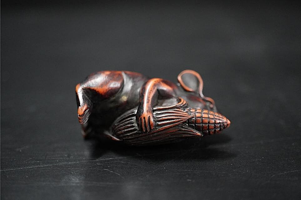 D5741-3 старый netsuke дерево гравюра [ шар .....] старый netsuke . предмет 