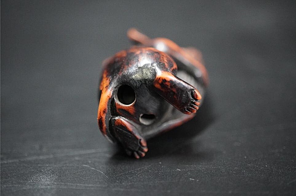 D5741-3 старый netsuke дерево гравюра [ шар .....] старый netsuke . предмет 