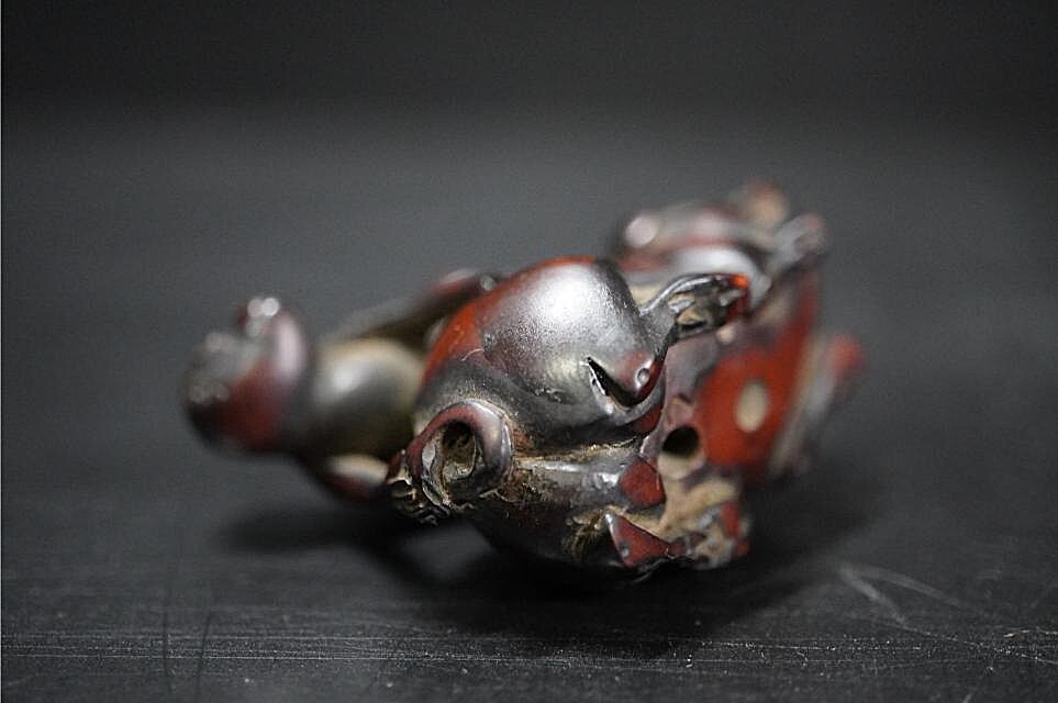 D5841-1 старый netsuke дерево гравюра [ свинья . ездить .] старый netsuke . предмет 