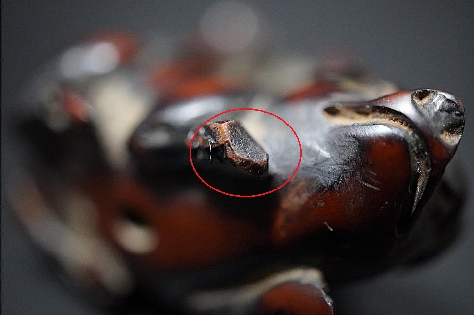 D5841-1 старый netsuke дерево гравюра [ свинья . ездить .] старый netsuke . предмет 