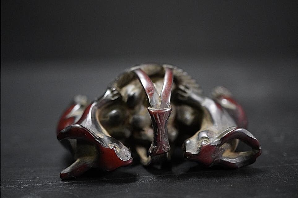 D5841-4 старый netsuke дерево гравюра [.. 2 .] большой netsuke . netsuke . предмет 