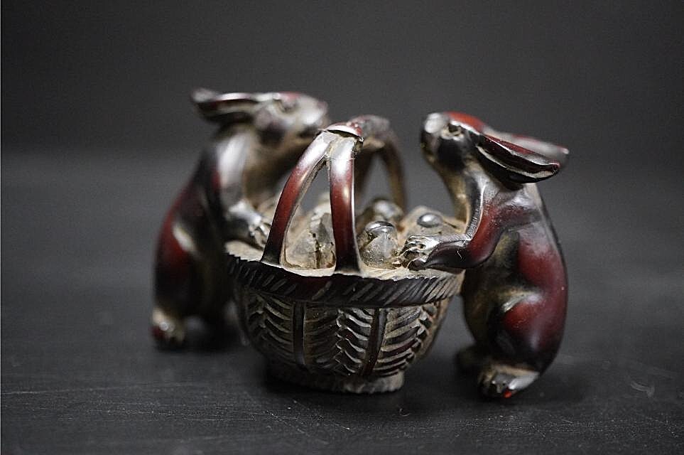 D5841-4 старый netsuke дерево гравюра [.. 2 .] большой netsuke . netsuke . предмет 