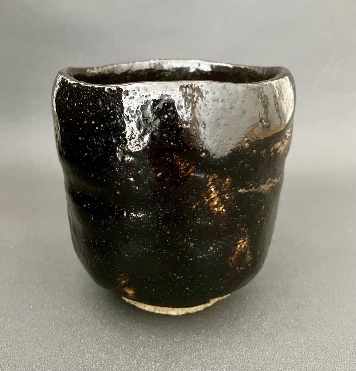 十一代楽吉左衛門(慶入)「惣吉花押」希少作 黒筒茶碗 十五代楽直入識箱 共箱 楽茶碗 茶道具 本物保証_画像5