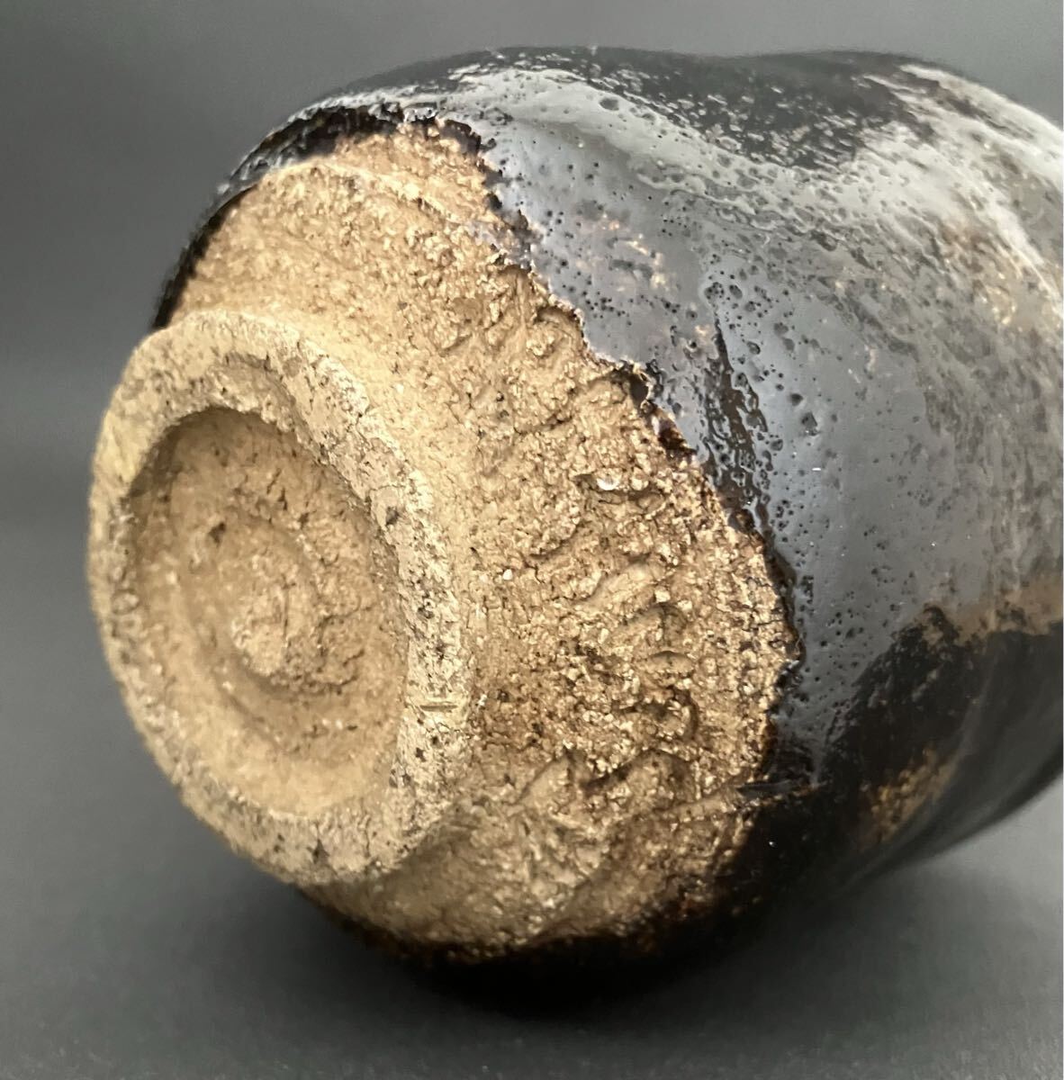 十一代楽吉左衛門(慶入)「惣吉花押」希少作 黒筒茶碗 十五代楽直入識箱 共箱 楽茶碗 茶道具 本物保証_画像8