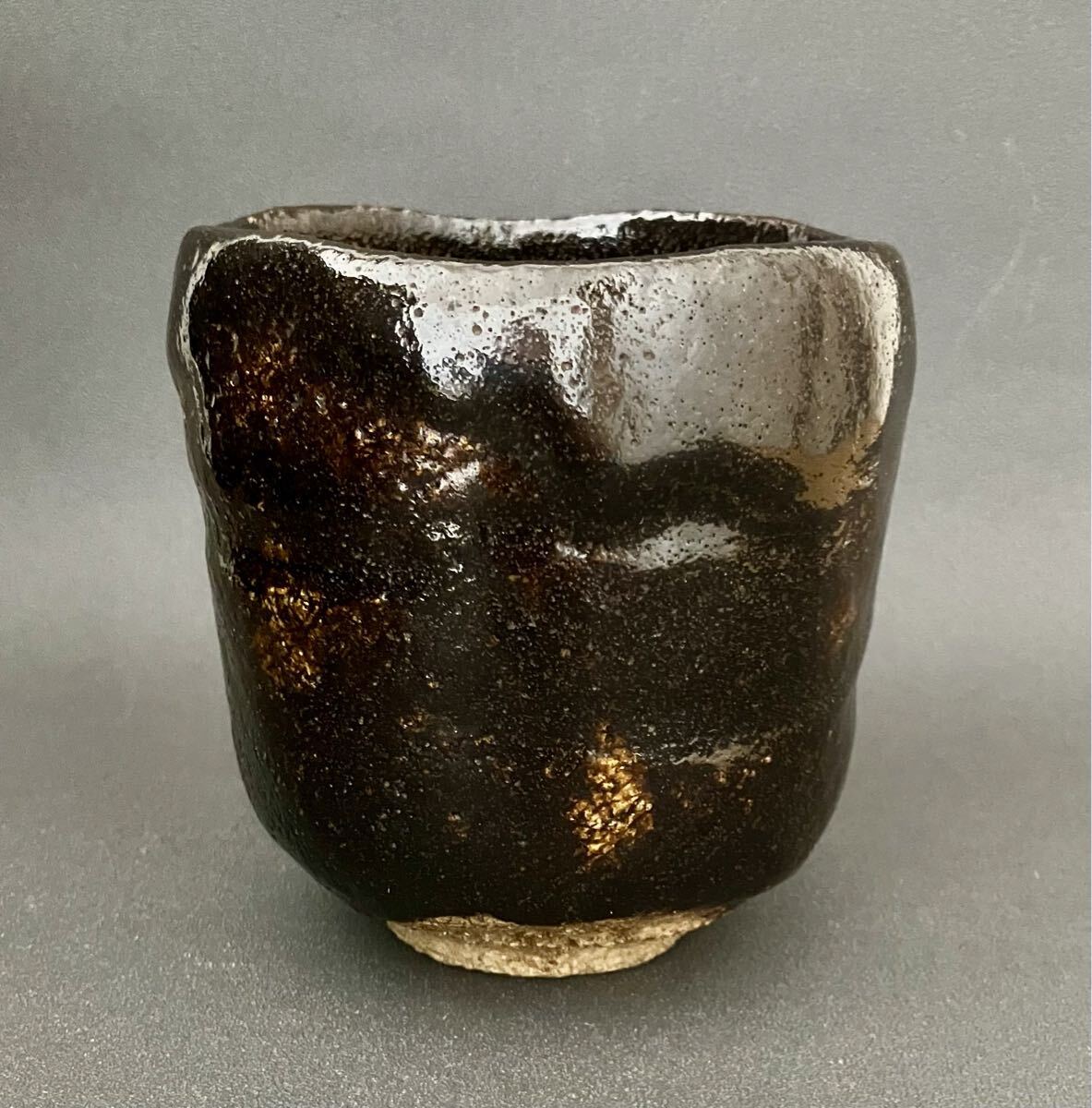 十一代楽吉左衛門(慶入)「惣吉花押」希少作 黒筒茶碗 十五代楽直入識箱 共箱 楽茶碗 茶道具 本物保証_画像2