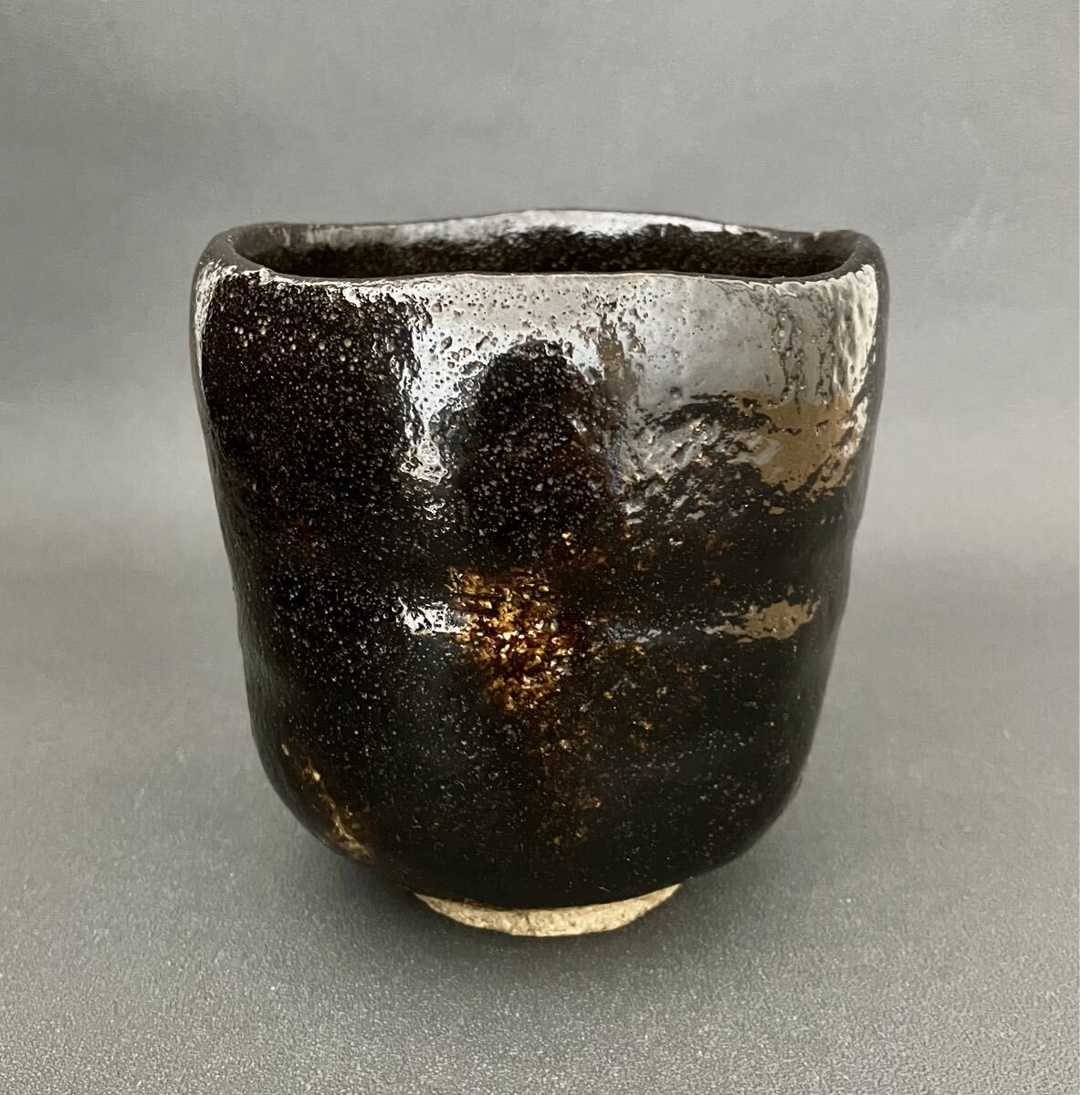 十一代楽吉左衛門(慶入)「惣吉花押」希少作 黒筒茶碗 十五代楽直入識箱 共箱 楽茶碗 茶道具 本物保証_画像4