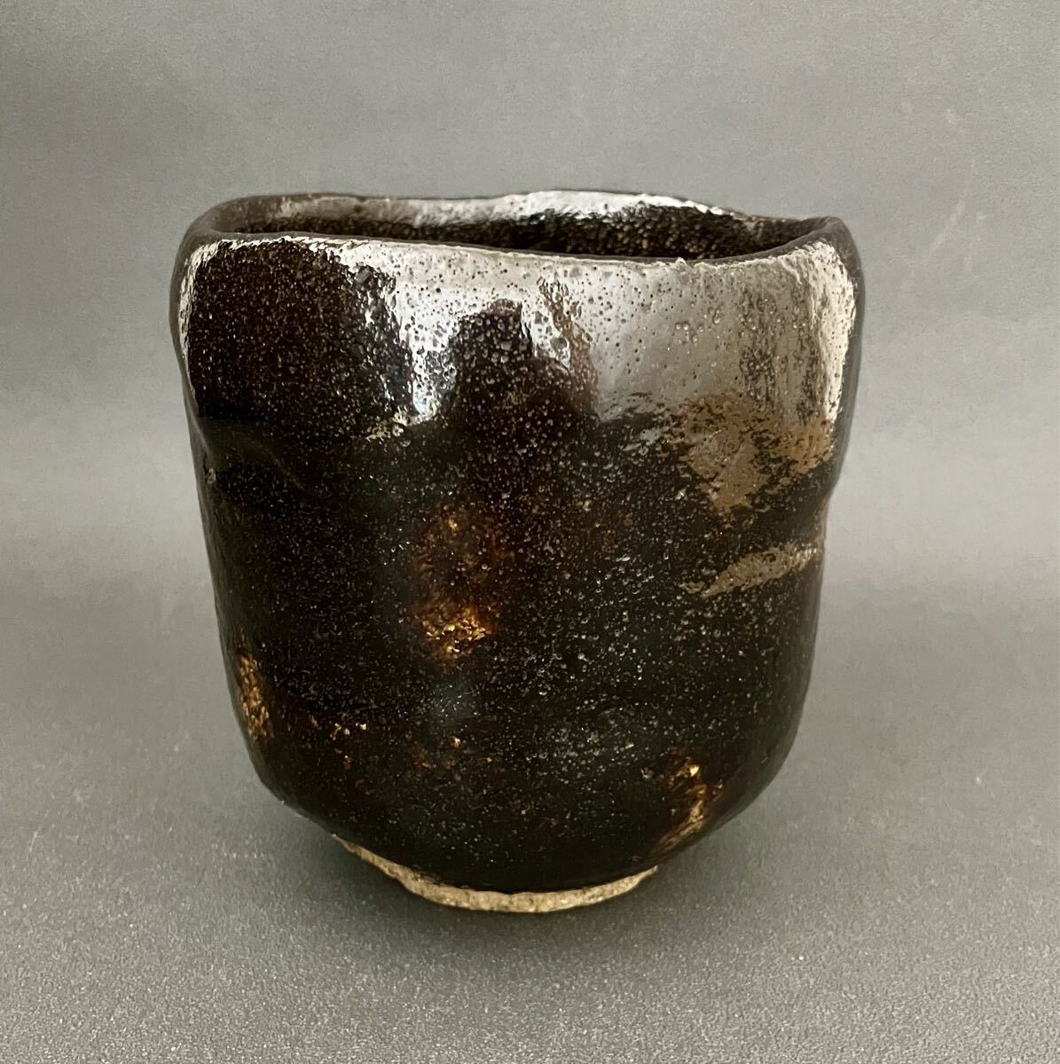 十一代楽吉左衛門(慶入)「惣吉花押」希少作 黒筒茶碗 十五代楽直入識箱 共箱 楽茶碗 茶道具 本物保証_画像3