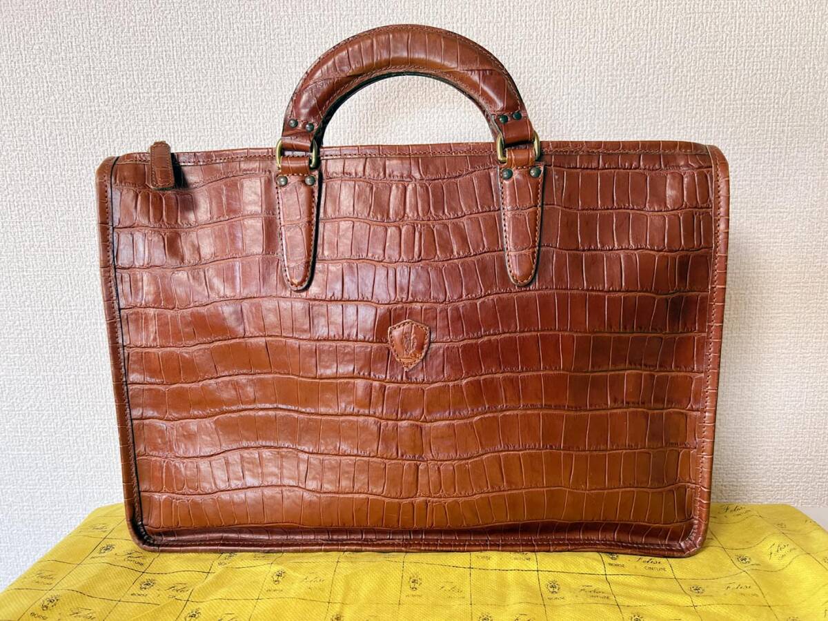 【FELISI】 フェリージ 9841 オールレザー ブリーフケース 型押しクロコ ☆ USED_画像1