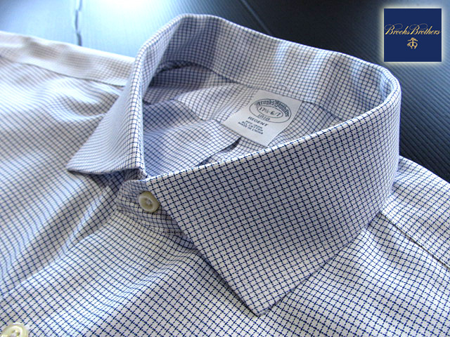 ★美品 ブルックスブラザーズ BROOKS BROTHERS ワイドスプレットシャツ 長袖 XLサイズ 希少品 ハンサムチェック ネイビー×ホワイト_画像1