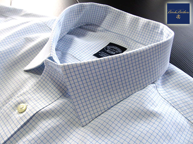 * прекрасный товар Brooks Brothers BROOKS BROTHERS активный сорочка длинный рукав XXL размер редкий товар tata- подошва проверка голубой × белый 