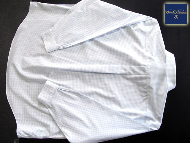 * прекрасный товар Brooks Brothers BROOKS BROTHERS активный сорочка длинный рукав XXL размер редкий товар tata- подошва проверка голубой × белый 