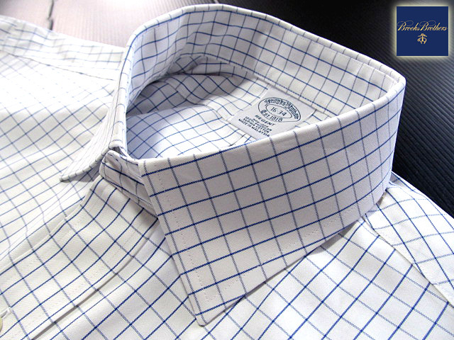 * прекрасный товар Brooks Brothers BROOKS BROTHERS активный сорочка длинный рукав L размер редкий товар tata- подошва проверка голубой × белый 