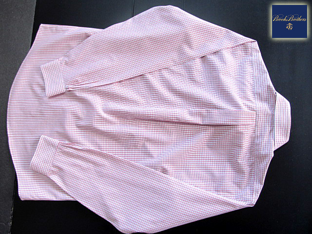 * прекрасный товар Brooks Brothers BROOKS BROTHERS кнопка down рубашка длинный рукав L размер редкий товар рукоятка Sam проверка красный × голубой × белый 