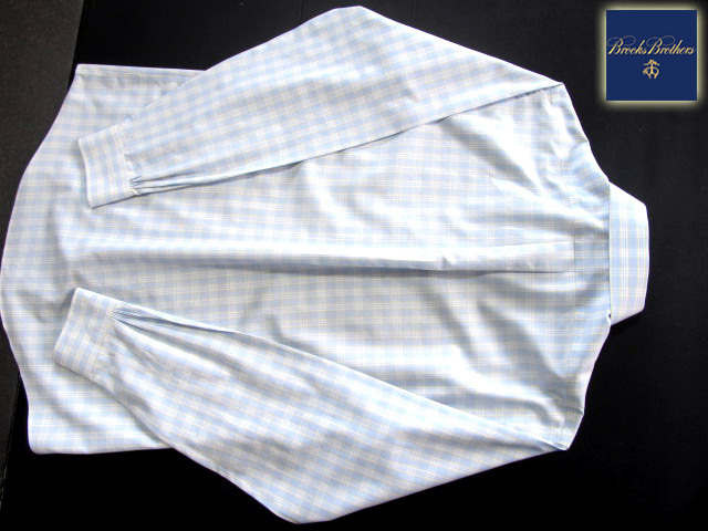 * прекрасный товар Brooks Brothers BROOKS BROTHERS активный сорочка длинный рукав L размер редкий товар рукоятка Sam проверка голубой × желтый × белый 