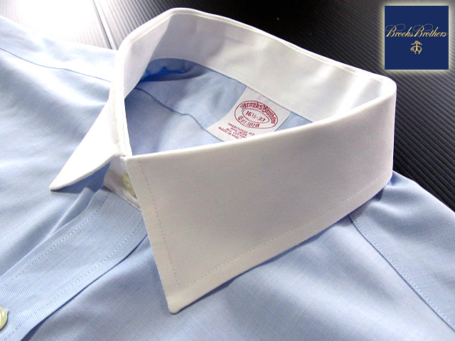 *500 иен старт! Brooks Brothers BROOKS BROTHERS активный сорочка *k реликт длинный рукав L размер редкий товар голубой × белый 