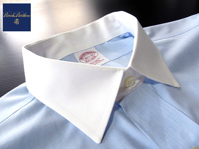 *500 иен старт! Brooks Brothers BROOKS BROTHERS активный сорочка *k реликт длинный рукав L размер редкий товар голубой × белый 