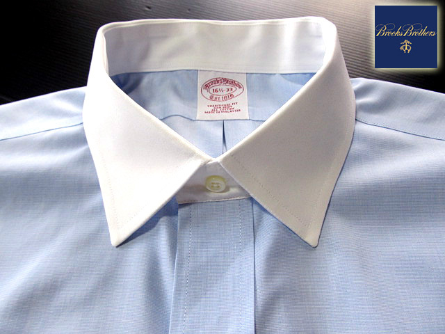 *500 иен старт! Brooks Brothers BROOKS BROTHERS активный сорочка *k реликт длинный рукав L размер редкий товар голубой × белый 