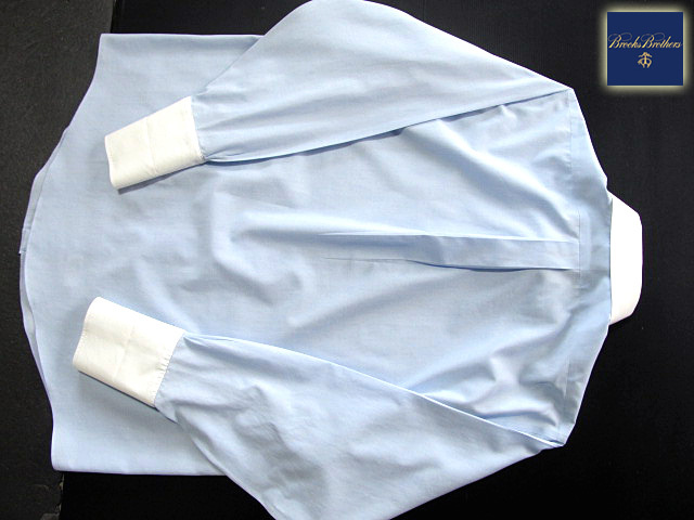 *500 иен старт! Brooks Brothers BROOKS BROTHERS активный сорочка *k реликт длинный рукав L размер редкий товар голубой × белый 