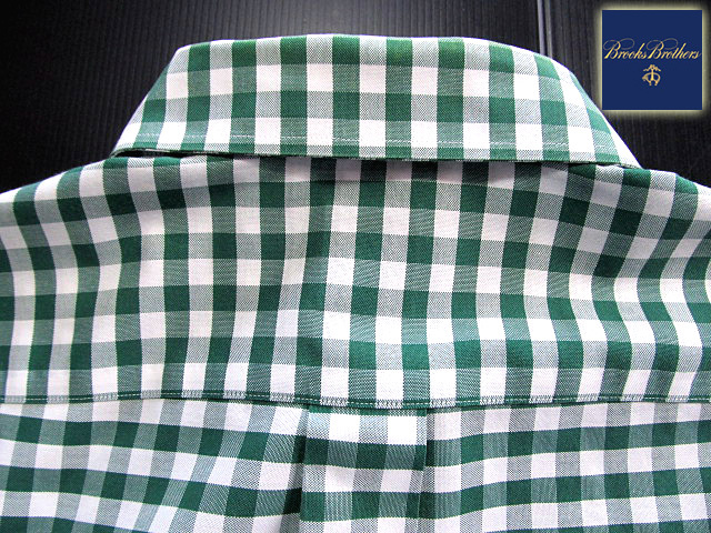 * прекрасный товар Brooks Brothers BROOKS BROTHERS кнопка down рубашка длинный рукав L размер редкий товар серебристый жевательная резинка проверка зеленый × белый 