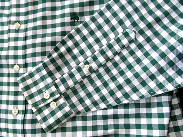 * прекрасный товар Brooks Brothers BROOKS BROTHERS кнопка down рубашка длинный рукав L размер редкий товар серебристый жевательная резинка проверка зеленый × белый 