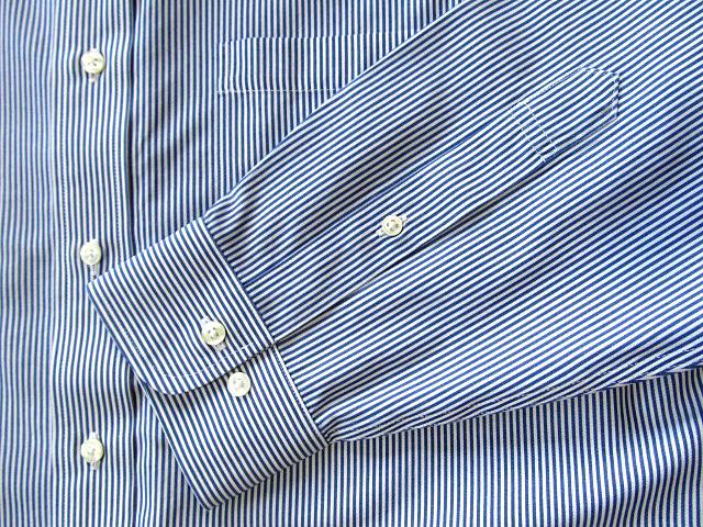 * прекрасный товар Brooks Brothers BROOKS BROTHERS кнопка down рубашка длинный рукав L размер редкий товар прохладный полоса голубой × белый 
