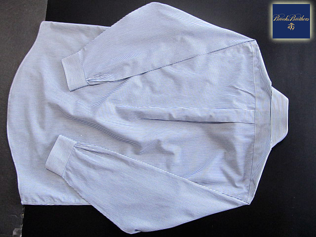 * прекрасный товар Brooks Brothers BROOKS BROTHERS кнопка down рубашка длинный рукав L размер редкий товар прохладный полоса голубой × белый 